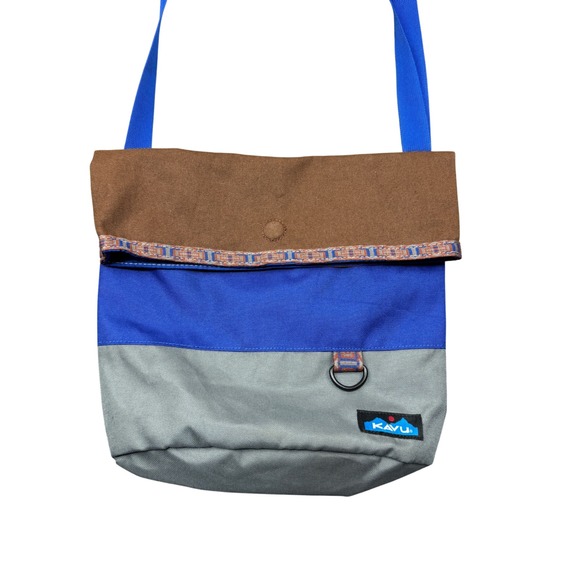 Kavu Handbags - KAVU Kopachuck Crossbody Tote Bag Brown Blue Grey Canvas Travel Outdoors